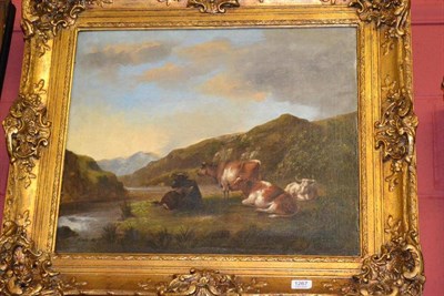 Lot 1267 - F* Voltz (later 19th century), Cattle grazing in a landscape, signed and dated 1881, oil on canvas