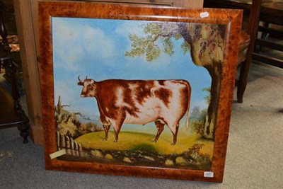 Lot 1287 - A modern painting of a bull in a landscape in the 18th century style