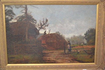 Lot 1293 - John William Buxton Knight RBA, RCA, RE (1843-1908) Farmyard scene at twilight indistinctly signed