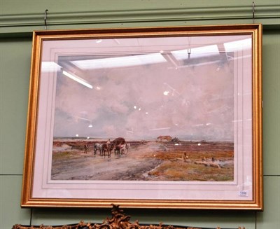 Lot 1306 - Claude Hayes R.I. (1852 -1922), Haycarts and figures in an open landscape, signed, watercolour,...