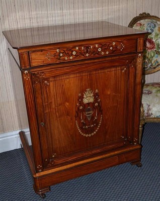 Lot 1318 - A 19th century tulipwood side cabinet with hinged lid, width 26cm