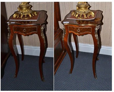 Lot 1321 - Pair of Louis XVI style lamp tables fitted one drawer, height 78cm