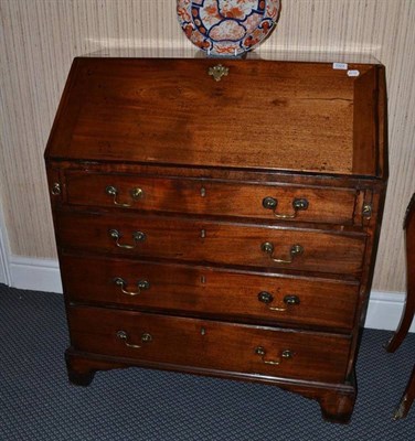 Lot 1323 - George III mahogany bureau, width 91cm