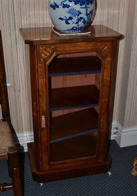 Lot 1328 - A Victorian walnut music cabinet with glazed door, width 54cm