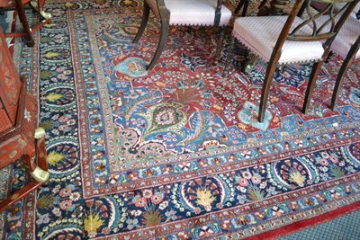 Lot 1349 - Tabriz carpet, Persian Azerbaijan, the blood red field centred by an indigo medallion framed by...