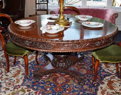 Lot 1354 - A 19th century Anglo-Indian pakouk wood centre table, diameter 135cm