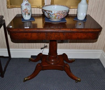 Lot 1356 - William IV pollard elm card table, width 91cm