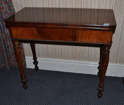 Lot 1369 - A William IV rosewood fold over tea table, width 87cm