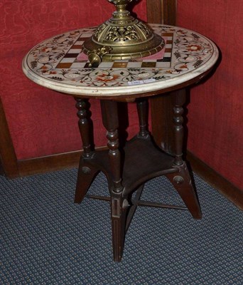 Lot 1380 - A 19th century Anglo- Indian specimen and Pietra Dura circular table top on associated base,...