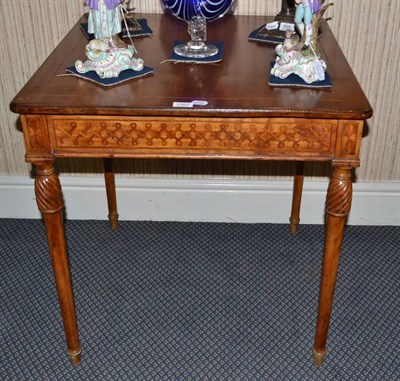 Lot 1383 - A 19th century satinwood and marquetry inlaid table, width 73cm