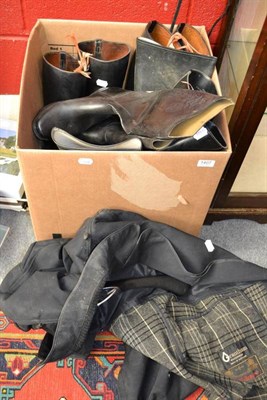 Lot 1407 - Quantity of riding boots, stirrups, tack, etc