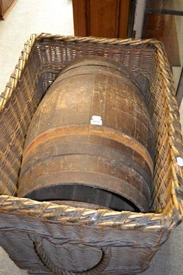 Lot 1410 - A wicker basket and a barrel