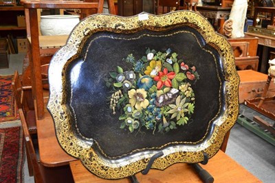 Lot 1419 - A Victorian papier mache tray, diameter 80cm