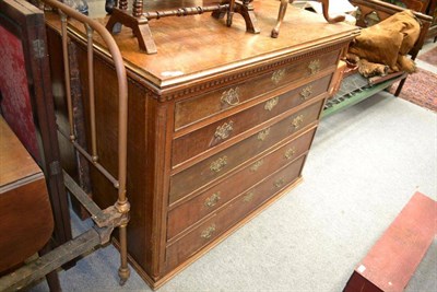 Lot 1442 - An 18th century oak straight fronted five drawer chest, lacking feet, width 123cm