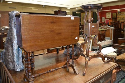 Lot 1443 - Edwardian walnut Sutherland table and a mahogany gent's valet stand