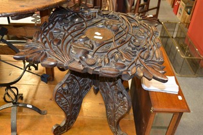 Lot 1491 - Burmese Eastern well carved table, width 60cm