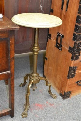 Lot 1516 - Victorian brass and marble top tripod table, height 78cm