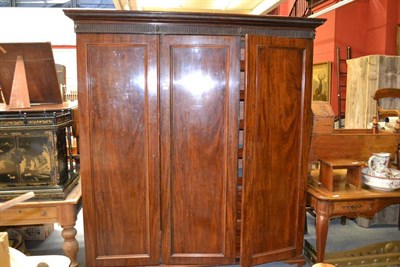 Lot 1522 - A late Victorian mahogany triple door wardrobe, width 199cm