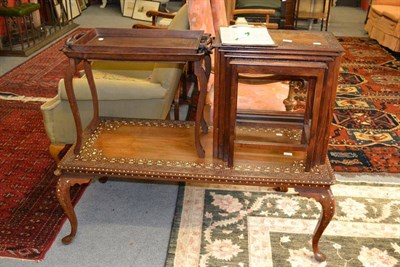 Lot 1554 - Indian inlaid coffee table, nest of four tables and two trays