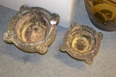 Lot 1583 - Two stone mortars, width 35cm and 30cm