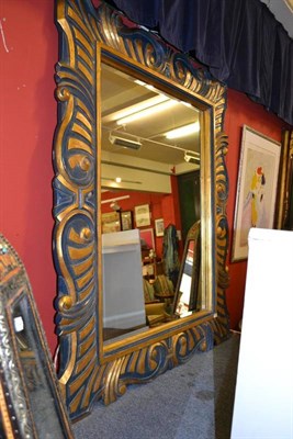 Lot 1586 - Blue and parcel gilt decorative mirror, width 165cm