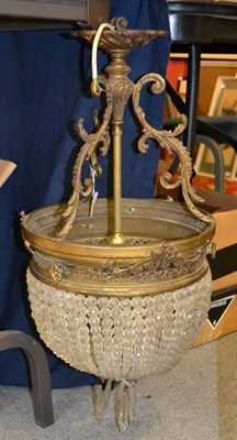 Lot 1587 - A gilt metal pendant light fitting, height 58cm