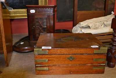 Lot 1600 - Miniature mahogany corner cabinet, 19th century brass bound writing slope and a 19th century...