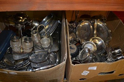 Lot 1611 - Quantity of assorted silver plate including tankards, condiments, bottle coasters, fish...