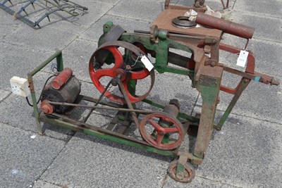 Lot 1650 - A belt driven metal saw, with electric motor