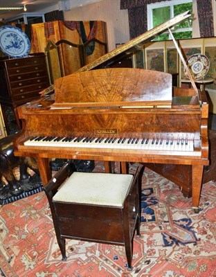 Lot 1664 - A Challen 4";5 walnut cased baby grand piano and an Edwardian music seat