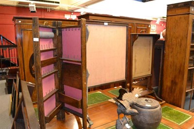 Lot 1682 - Two mahogany Georgian sliding screens and a folding wool and bobbin stand