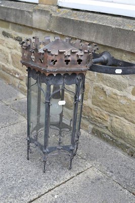 Lot 1687 - An iron and copper Gothic-style lantern, height approx 67cm