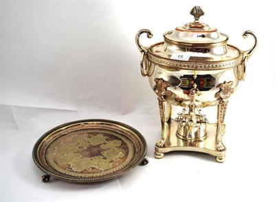 Lot 15 - Regency Old Sheffield plate hot water urn and a plated salver