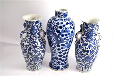 Lot 29 - Pair of Chinese blue and white vases and another (3)