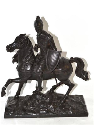 Lot 41 - A bronze cast figure of a knight on horseback, height 35cm