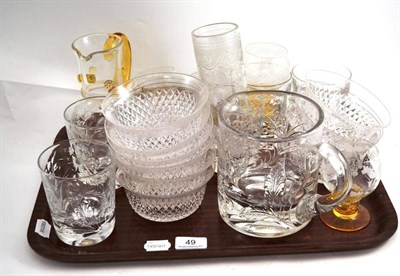 Lot 49 - Six crystal whisky tumblers engraved Queen Elizabeth II 1953, ten cut glass rinsing bowls, a...