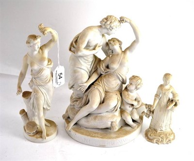 Lot 54 - A Paris white biscuit group 'L'Amant Couronne' with a youth bending to embrace a nymph and with...