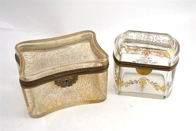 Lot 61 - A gilt metal mounted casket with strapwork, 16cm and a similar casket with swags, 13cm