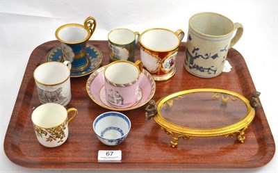 Lot 67 - A Nanking cargo shipwreck mug, height 10.5cm, a Vienna type cabinet cup and saucer, a 19th...