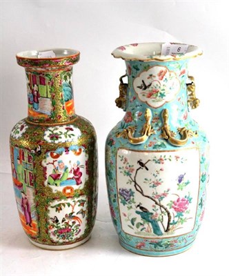 Lot 6 - A 19th century Chinese famille rose vase (a.f.) and a 19th century blue ground vase