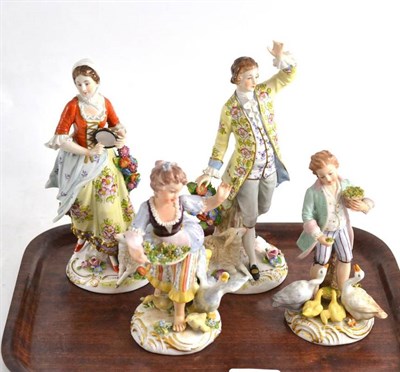 Lot 16 - Two Capodimonte late 19th/early 20th century figures and two other 20th century Capodimonte figures