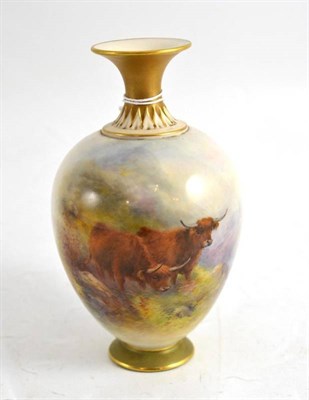Lot 33 - A Royal Worcester porcelain vase, painted by Harry Stinton, circa 1920, of baluster form with...