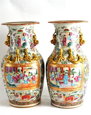 Lot 43 - Pair of 19th century Chinese famille rose pattern vases