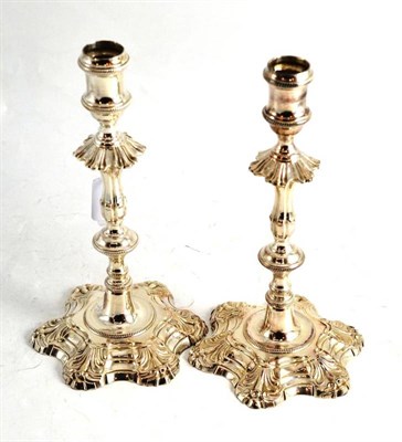 Lot 56 - Pair of white metal 18th century style candlesticks