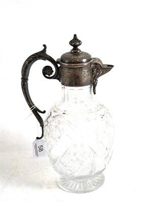 Lot 58 - Silver mounted cut glass claret jug