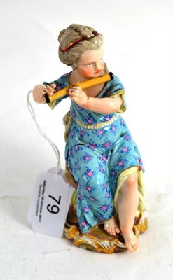 Lot 79 - Meissen figure of a seated lady playing the flute