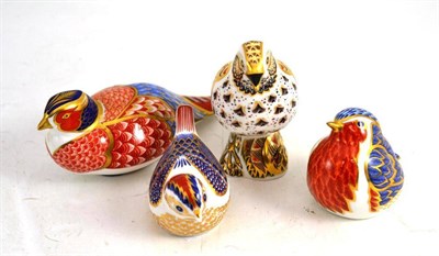 Lot 86 - Four Royal Crown Derby bird paperweights