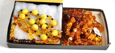 Lot 116 - Nine amber and amber type necklaces