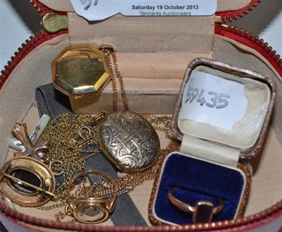 Lot 129 - Two bar brooches, assorted rings, a cross, etc