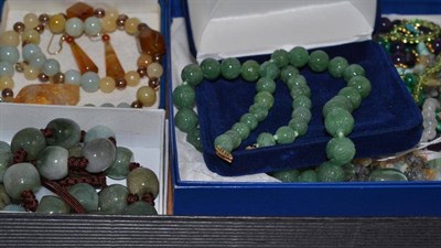 Lot 134 - Nine assorted gemstone necklaces, including a malachite one and an amethyst and turquoise
